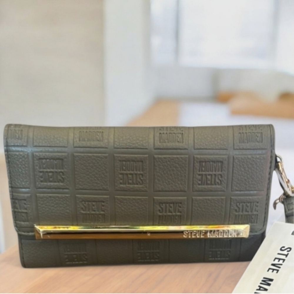 STEVE MADDEN NWT 4fer Olive Green Satchel & Crossbody Tote +2 Pouches & Wallet - Picture 8 of 8